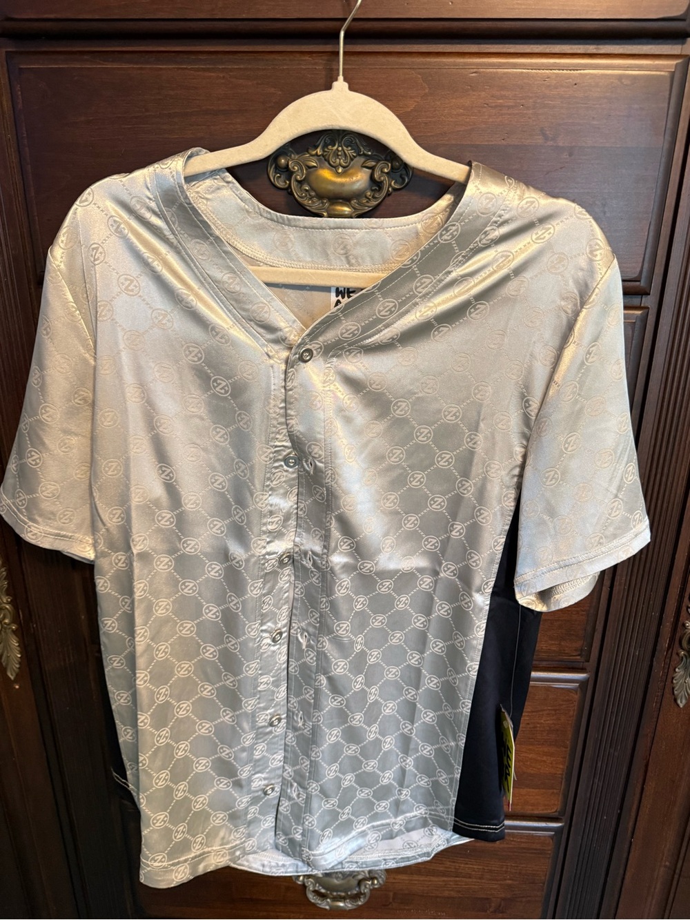 Zumba Fitness Ivory Satin-Look Button Jersey